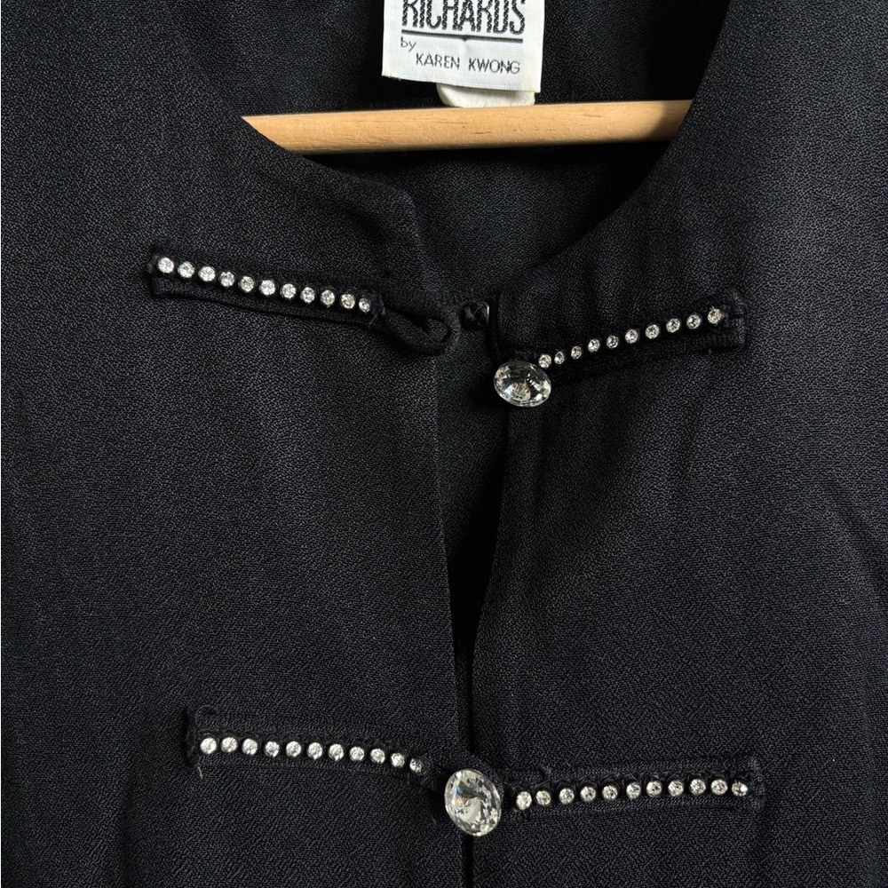 Vintage R&M Richards by Karen Kwong Black Rhinestone Jacket Size 8 - Picture 7 of 7